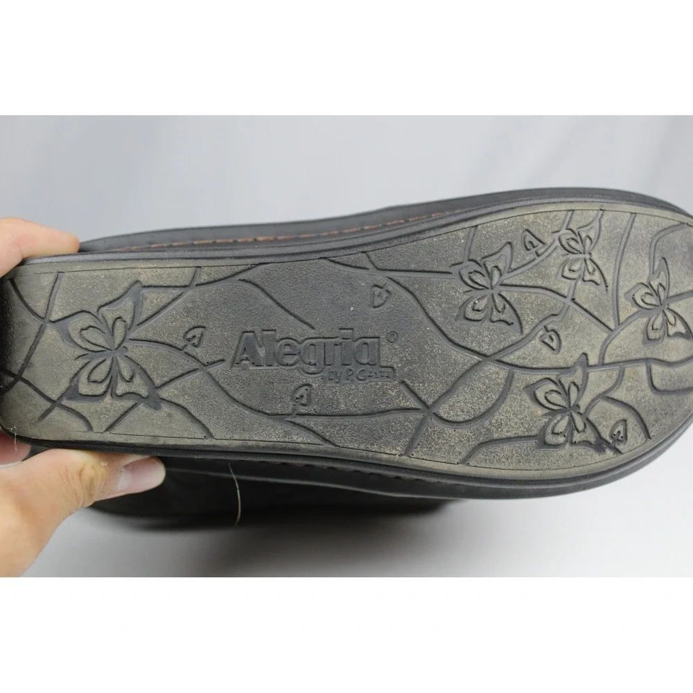 Alegria Paloma Brown Embossed Leather Suede Mary Jane Comfort Shoes Womens 38